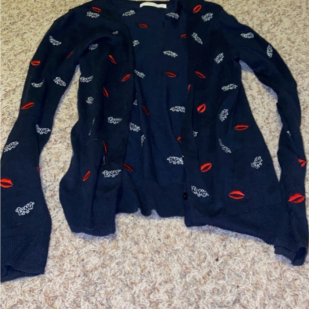 Women's Navy Sweater with Red and White Accents